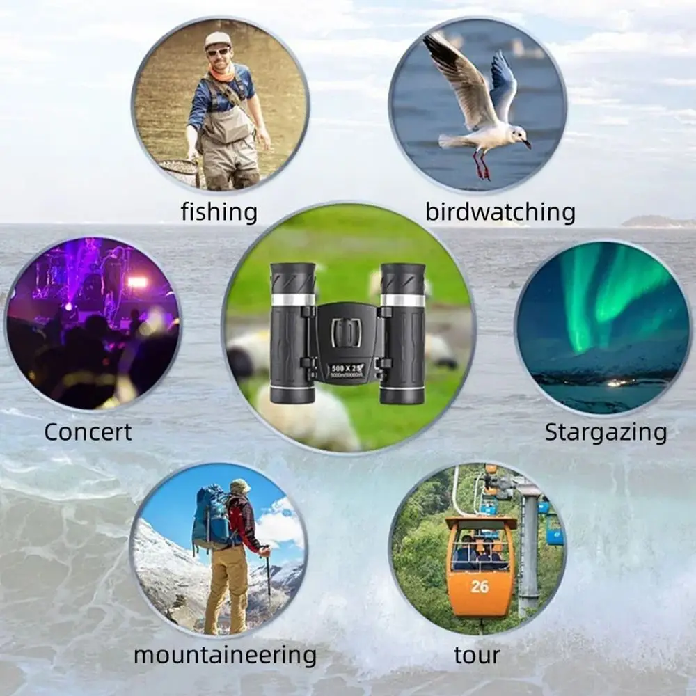 

500X25 HD Zoom Binoculars 5000m/50000M Long-Distance Vision Portable Binocular Telescope Focusing Knob Compact