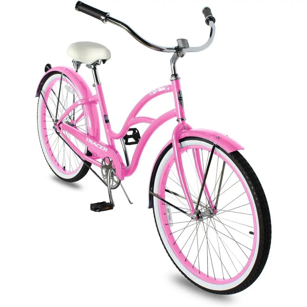 

Taha Beach Cruiser Bike, 26 inch Commuter ycle, Singl/7 Sepeed Options, Hi-Ten Steel e, City Hybrid Bike or Women Men Adult