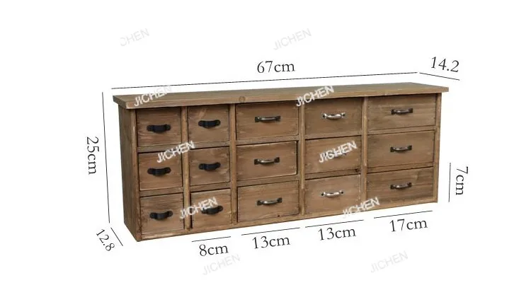 American Country Style Old log Drawer Storage Cabinet Retro Rack Classification Desktop Storage