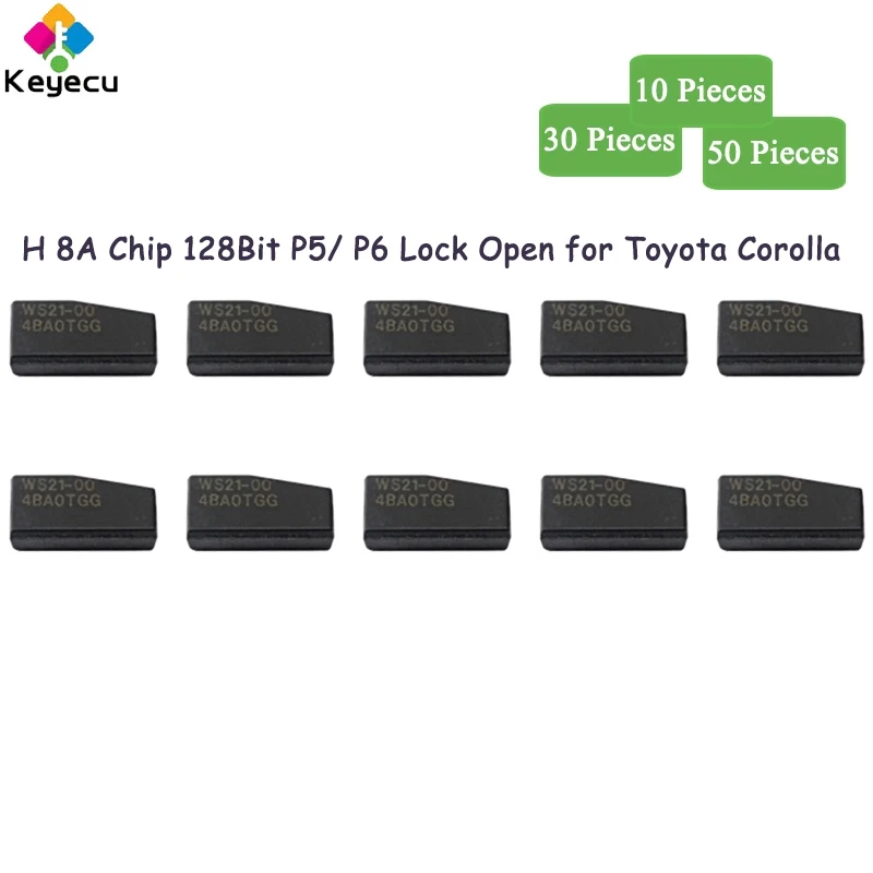 

KEYECU 10 30 50 Pieces 8A H Transponder Chip 128Bit P5 / P6 Lock Open for Toyota Corolla Remote Key