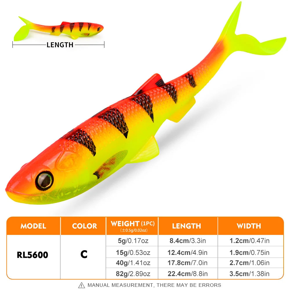 Sunlure 2/5/8 Stück T-Tail Weichköder mit 3D-realistischen Fischaugen, Swimbait, künstlicher Silikon-Shad-Köder für Bass, Salzwasser-Angelzubehör