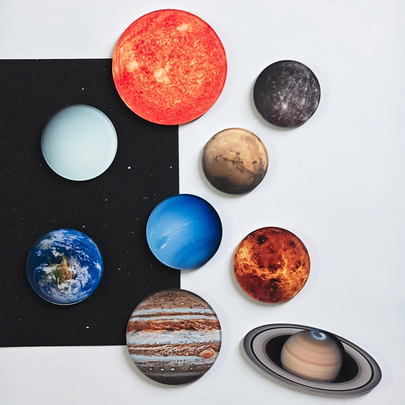 Solar System Planet Fridge Magnets 9 Pcs Set Acrylic Space Sun Mercury Venus Earth Mars Jupiter Saturn Uranus Neptune Astronomy