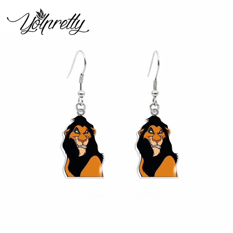 2024 New Arrival Cartoon Lion king Hakuna Matata Simba and Animal Friends Characters Handcraft Acrylic Epoxy Fish Hook Earrings