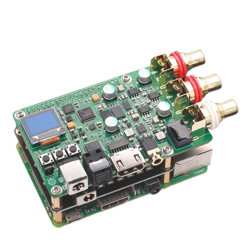 New ES9038Q2m DAC Audio Decoder Board HIFI Coaxial Fiber I2S DOP Analog 768K 32Bit DSD512 Filter Power Board For Raspberry Pi