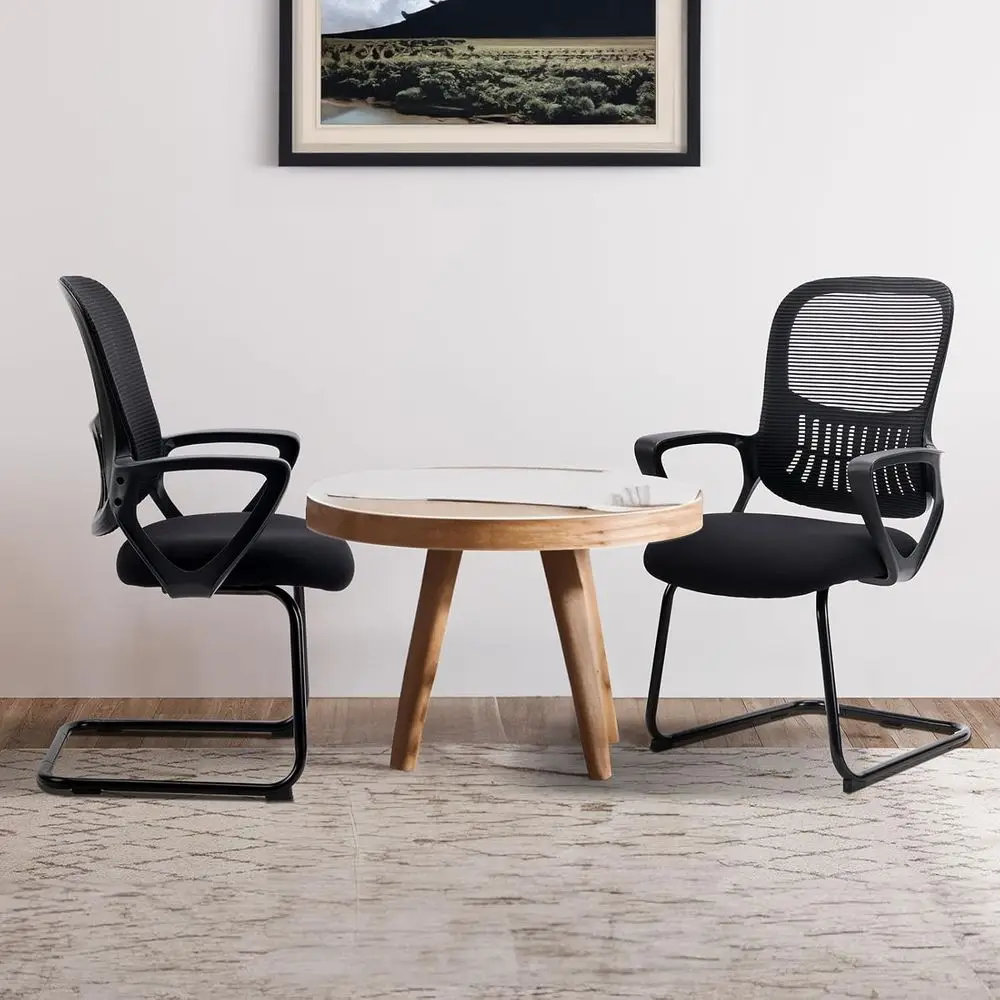 كرسي مكتب مع قاعدة زلاجات مكونة من 2، كراسي كمبيوتر شبكية تنفيذية مريحة مع دعم قطني لانتظار غرفة النوم المنزلية #2