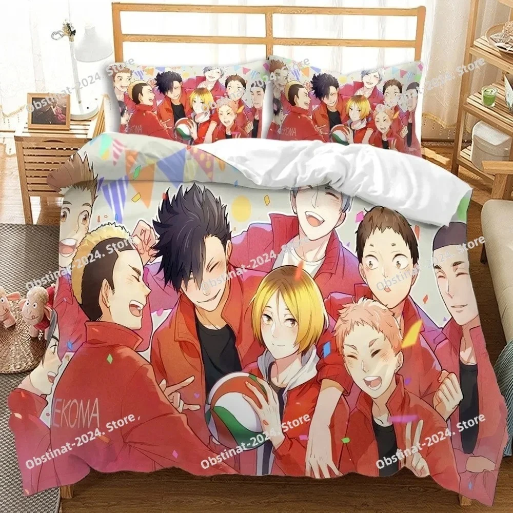 

2025 Haikyuu Bedding Set Volleyball Boys Print Bed Set With Pillowcase Bed Duvet Cover Soft Single Double Queen Super King Size