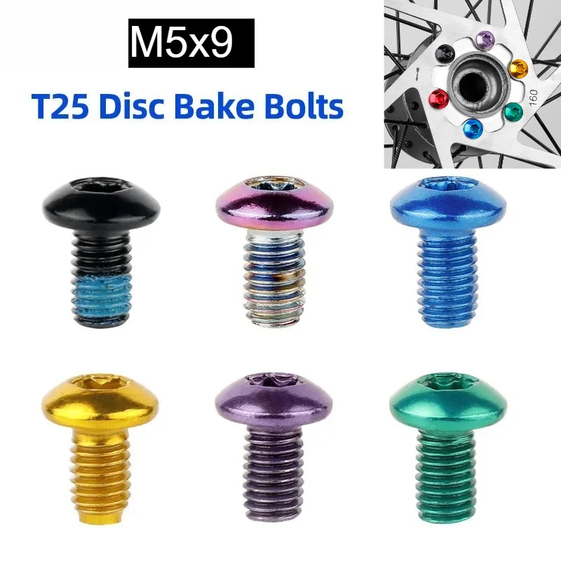 12PCS M5x9mm Stainless Steel Alloy Bicycle Disc Brake Rotor Bolts T25 Torx Screws MTB Road Disk Braking Plate Fastening Parts