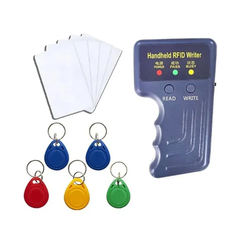 A24U Handheld 125Khz RFID Reader Writer, AWID HID Copier With 5 T5577 Keyfobs Keychain Tags& 5 Blank Cards Included