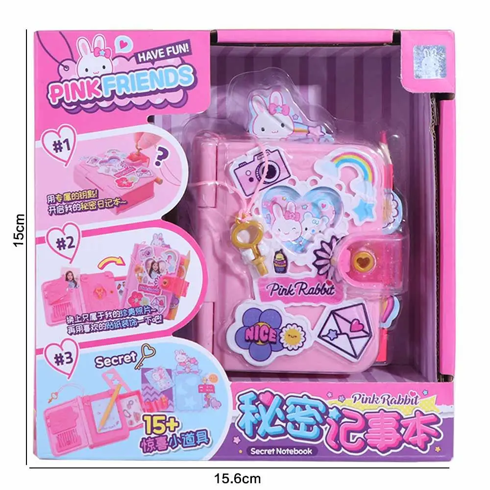 Pink Rabbit Children's Secret Notepad Cartoon Toys Pretend Play Kids Writing Notebook Kawaii Stationery Student Diary