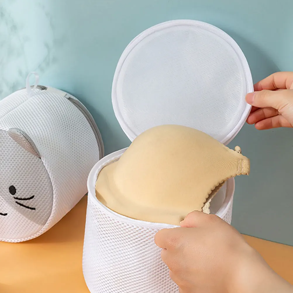 2 قطعة أكياس غسيل القط الكرتون أكياس الغسيل الشبكية للحساسة غسالة الجوارب الملابس الداخلية سستة إغلاق خفيفة الوزن