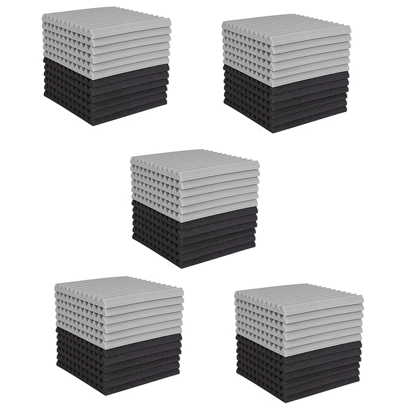 60 Pcs Acoustic Foam Board,Studio Wedge Tile,Acoustic Foam Soundproof Pyramid Studio Treatment Wall Panel 2.5X30x30cm