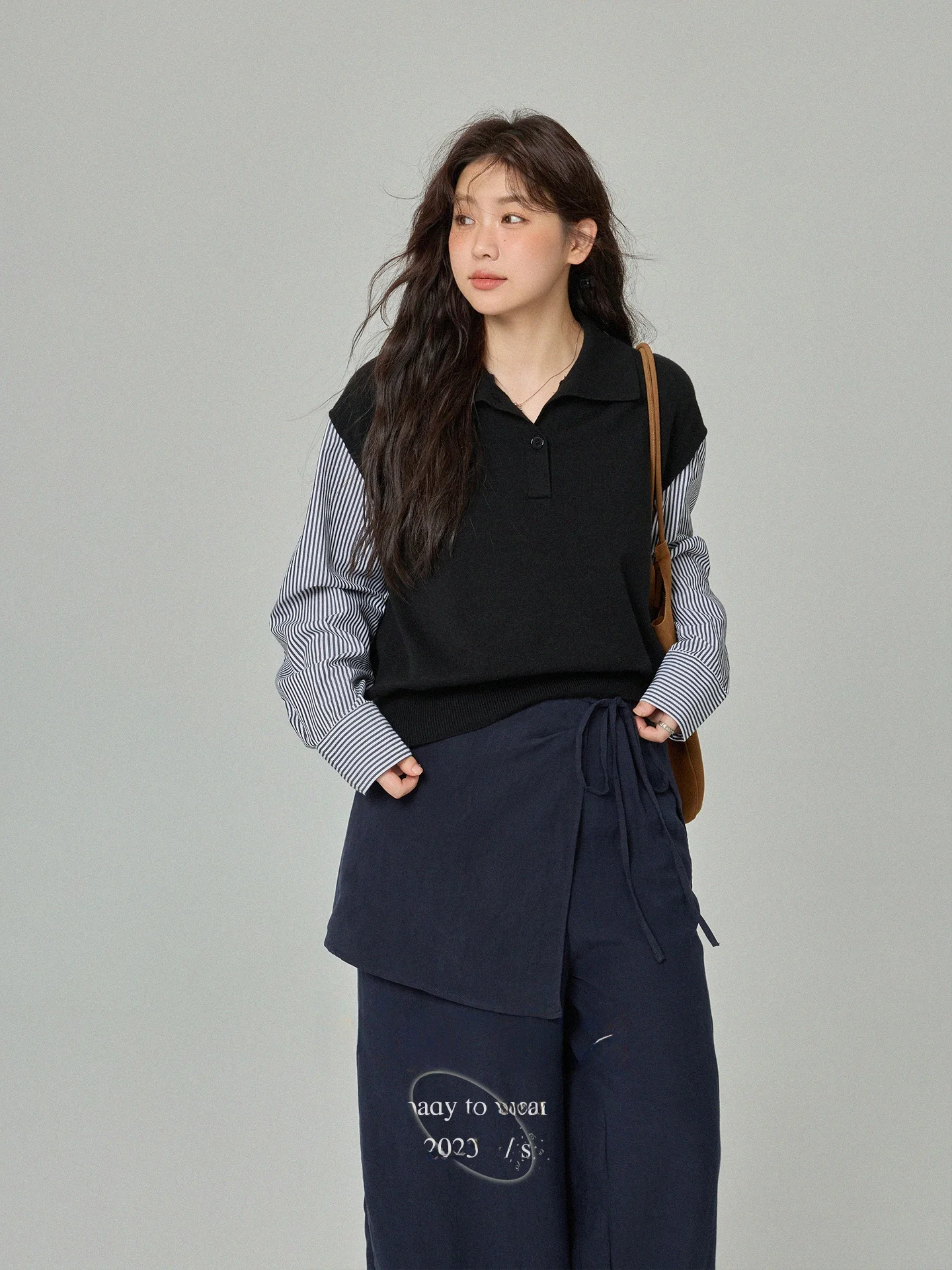 

Женский вязаный свитер больших размеров с длинными рукавами, в полоску, с цветовыми блоками, осенняя новинка, корейский стиль, свободный крой, повседневный трикотаж