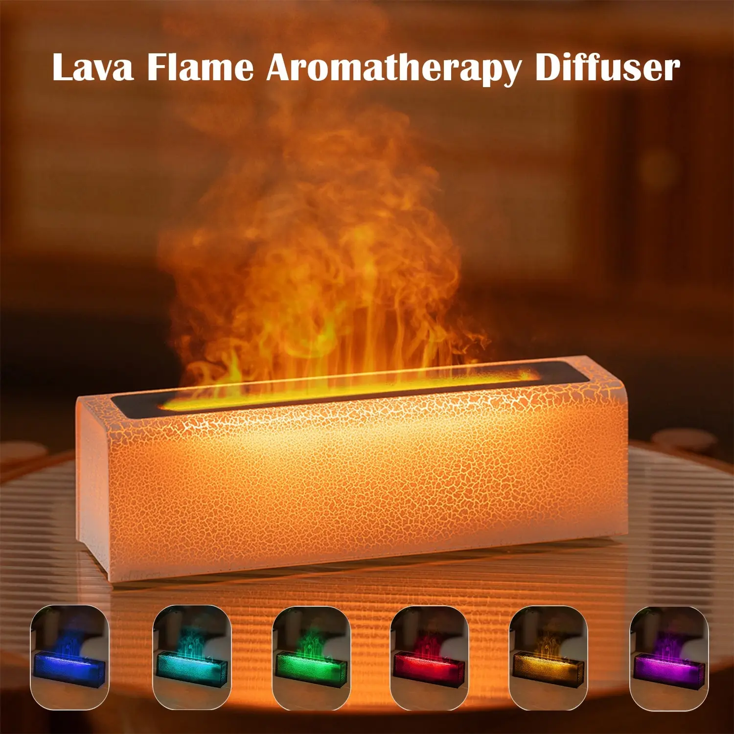 Diffusore di aromaterapia con fiamma RGB a sette colori con protezione contro la carenza d\'acqua Umidificatore Lampada a olio essenziale a LED