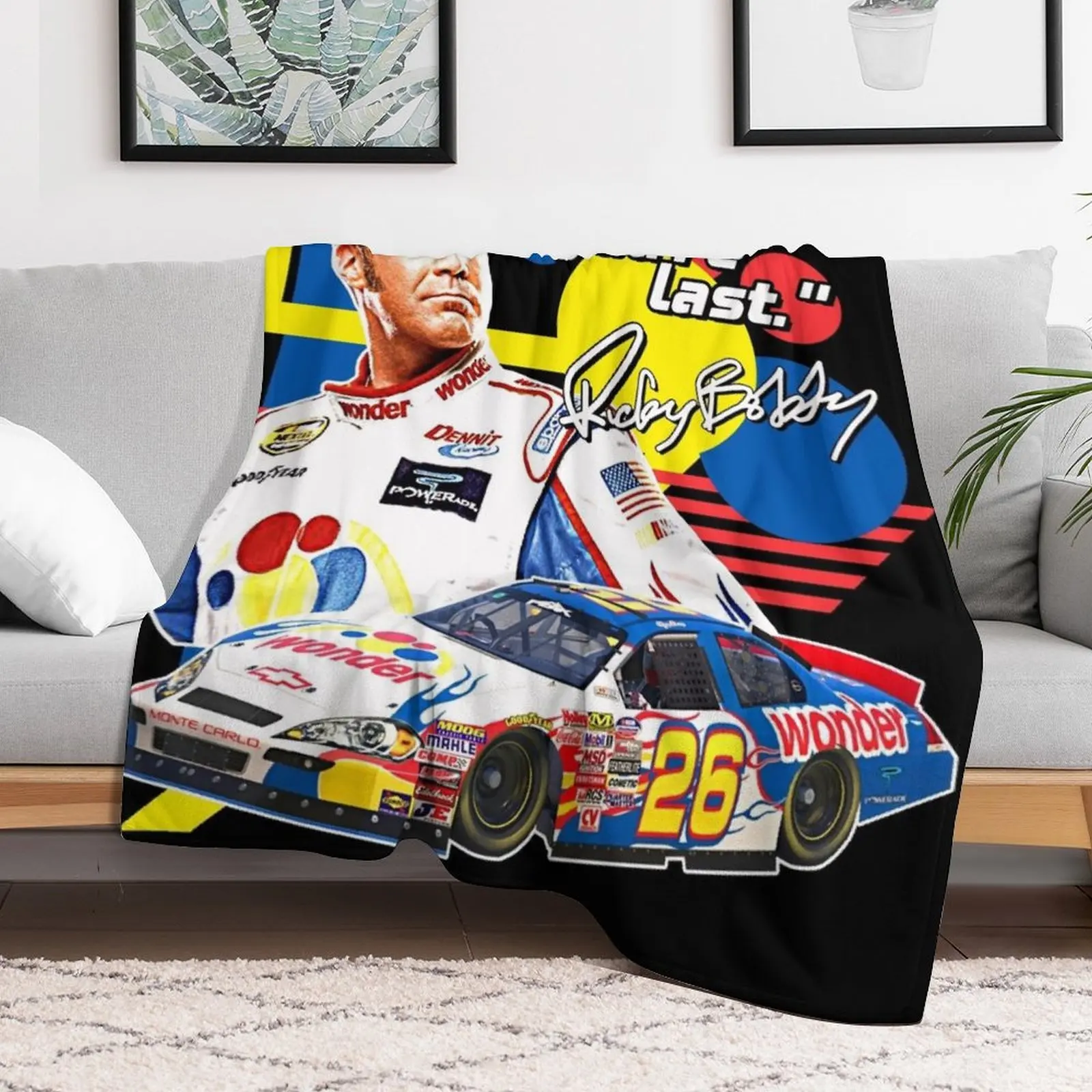 Ricky Bobby // If You Ain't First You're Last Racing Design Throw Blanket Cozy Sofa Blanket for TV Watching Napping