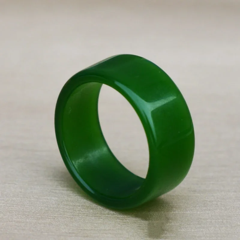 Natural Chinese Green Hand-carved Jade Ring Fashion Boutique Jewelry for Men and Women Jasper Ring Gift