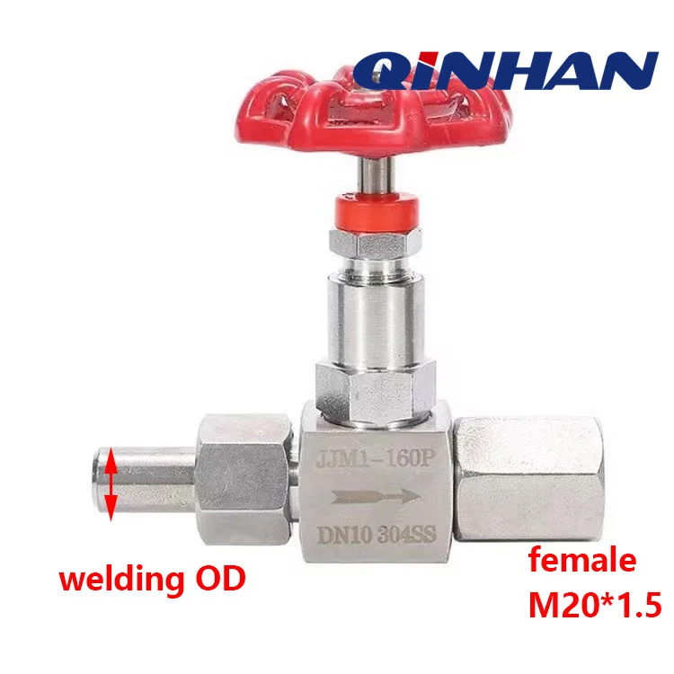304 الفولاذ المقاوم للصدأ ملحومة إلى صمام إبرة موضوع أنثى متري M20 * 1.5 صمام إيقاف نوع الإبرة الأنثوية #1