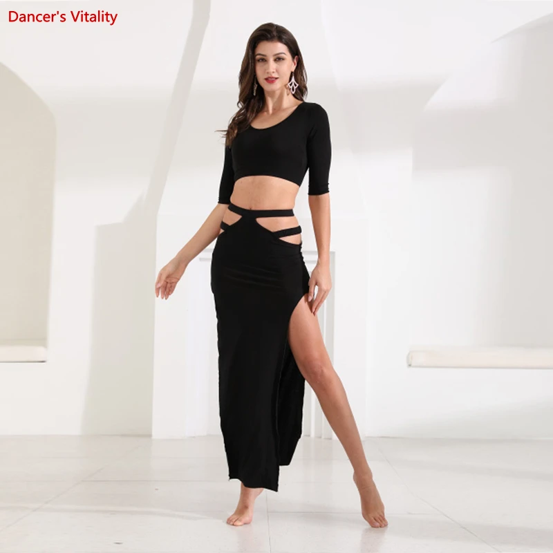 Ropa de danza del vientre para mujer y adulto, Top elegante de práctica, traje de falda larga de competición Sexy profesional, novedad