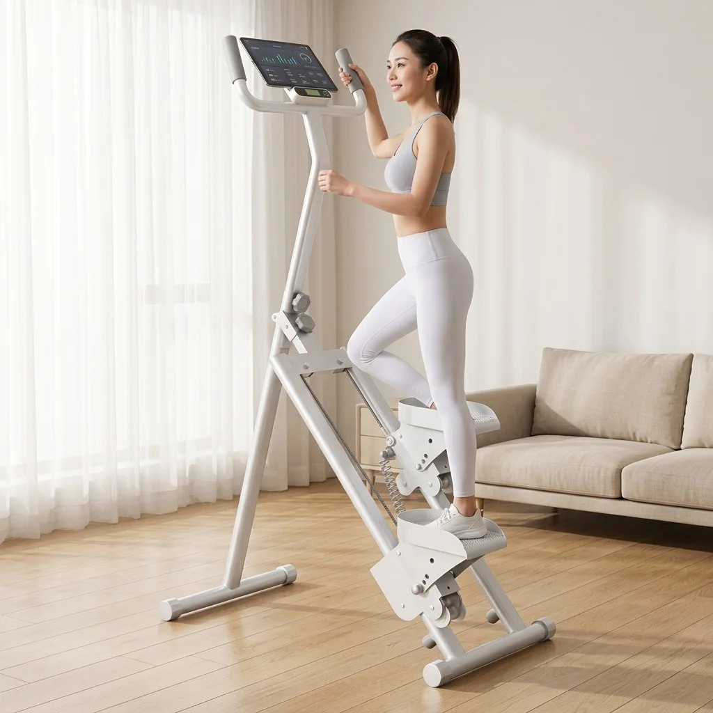Quiet Magnetic Stair Climber Machine, Space Saving Vertical Stepper with iPad Stand for Apartment Cardio Exercise