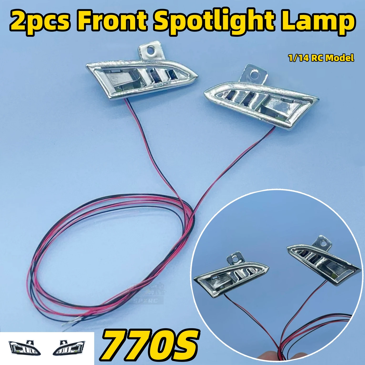 770S Front Spotlight Lamp LED ABS N1011 for 1/14 Tamiya RC SCANIA 770S 6X4 56368 8X4 56371 Dump Truck Trailer Car Accessories