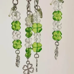 Handmade Beaded Phone Chain Four Leaf Clovers Cellphone Charm Colorful Keyring Pendant Cellphone Charm Accessory