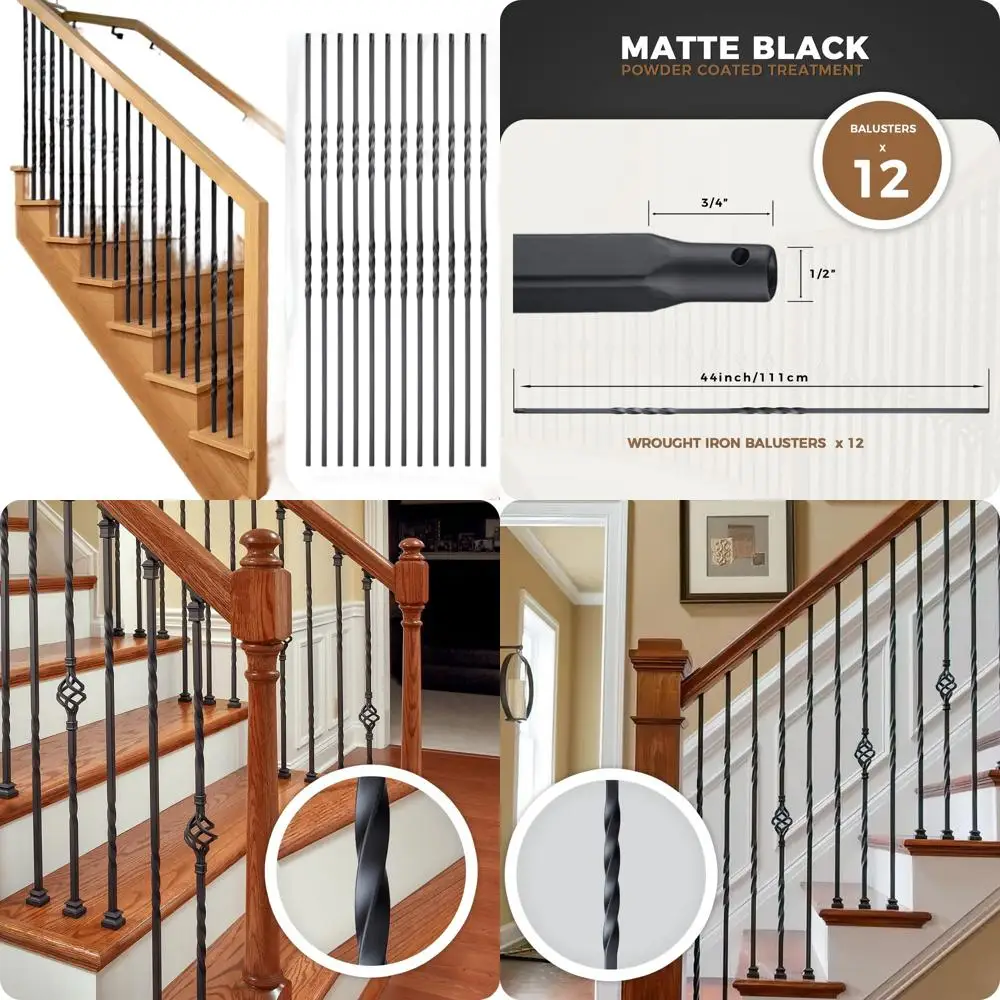 

1000 Wrought Iron Balusters, 44 Metal Deck Railings (Double)