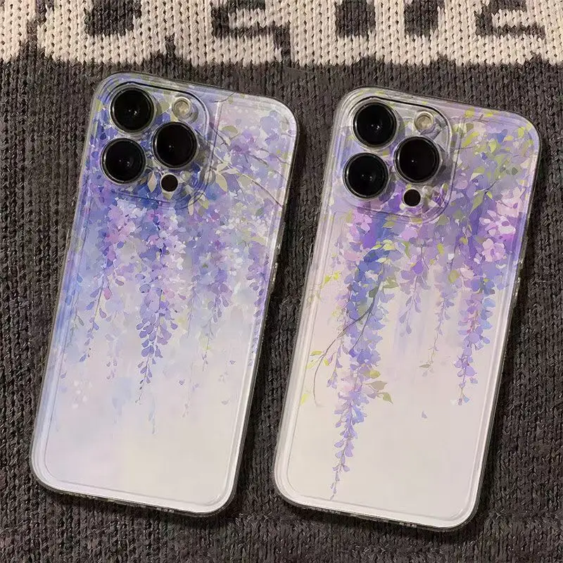 

Purple lavender Phone Case For iPhone 16 15 14 13 12 11 Pro XS MAX 7 XR 8 7 Plus Clear Cover Fundas