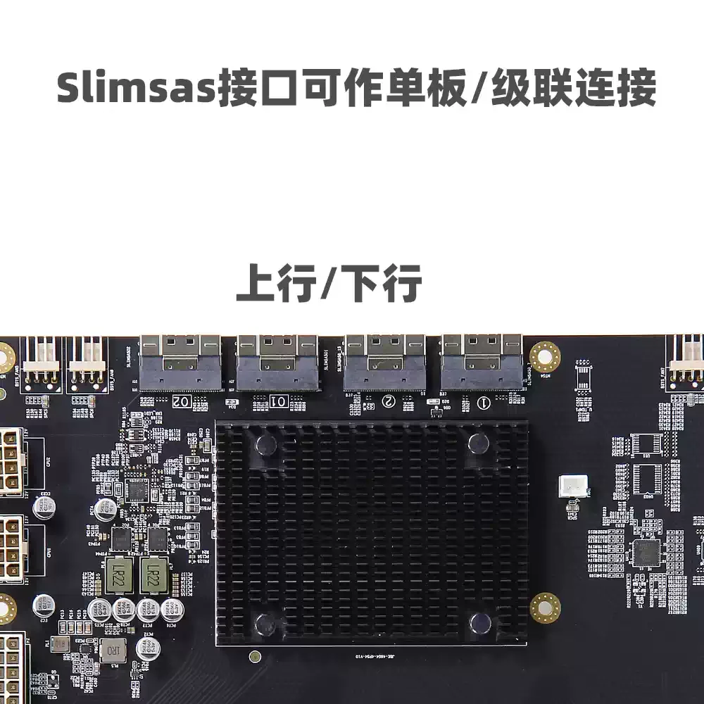 PLX88096 PCIe4.0 Four‑GPU Expansion Backplane, 65mm Width