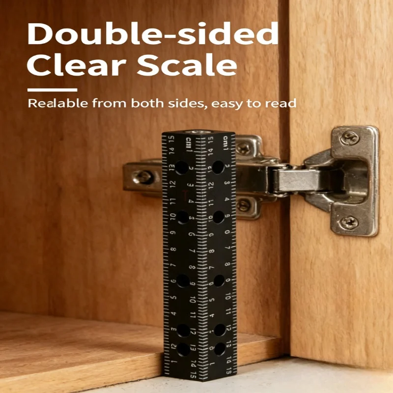 Magnetic Aluminum Multi Face Measuring Ruler Ceiling Hinge Locator Punch Jig Woodworking Installation Finishing Hand Tools