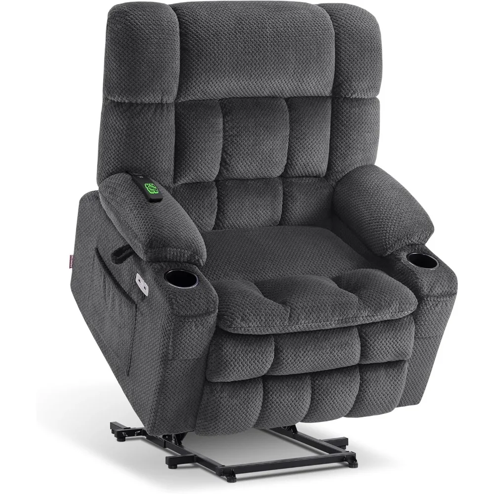 Dual Motor Power Lift Recliner Chair Sofa with Massage and Heat for Big Elderly People, USB Ports, Christmas Gift for Parents