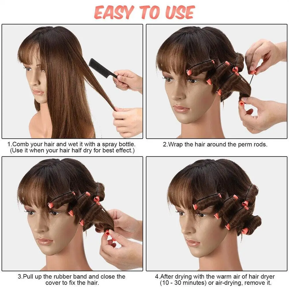 Elastic Rubber Band Care Hair Perm Rollers Harmless to Hair Professional Curling Maker DIY Hair Cold Wave Rod Women Lady Girl