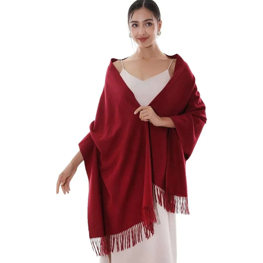 

Winter Scarfs for Women Pashmina Shawls Wraps for Evening Dresses Large Warm Soft Scarves, Burgundy