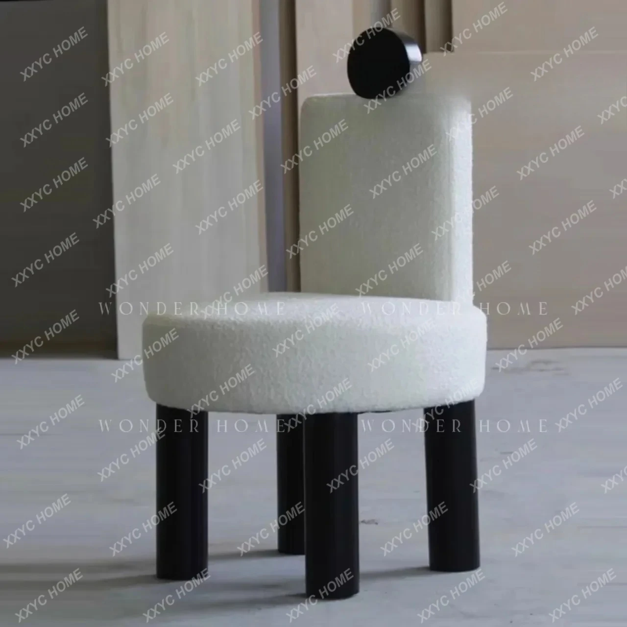 JJX Medieval Simple Leisure Chair Model Room Creative Flannel Single Chair Nordic Homestay Villa Book Back Chair