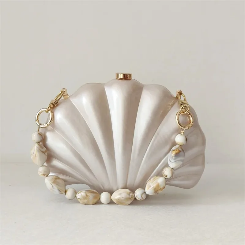 

Female Shell Acrylic Box Clutches Lady Gift Evening Bag Party Prom Stones Handbags Luxury Women Wedding Bridal Clutch Purse Bag