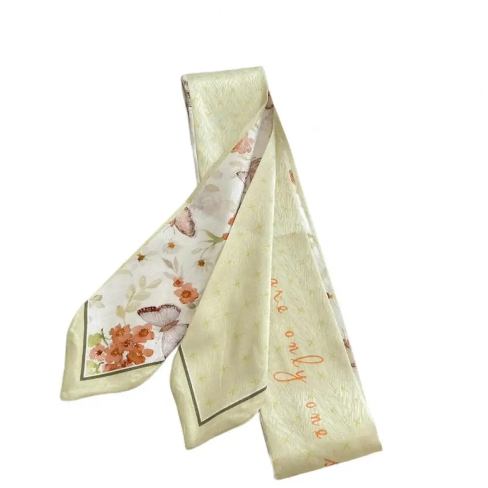 Chic  Women Hair Scarf Triangle Edge Satin Women Hair Scarf Flower Print Head Decor Women Summer Scarf Hair Accessories