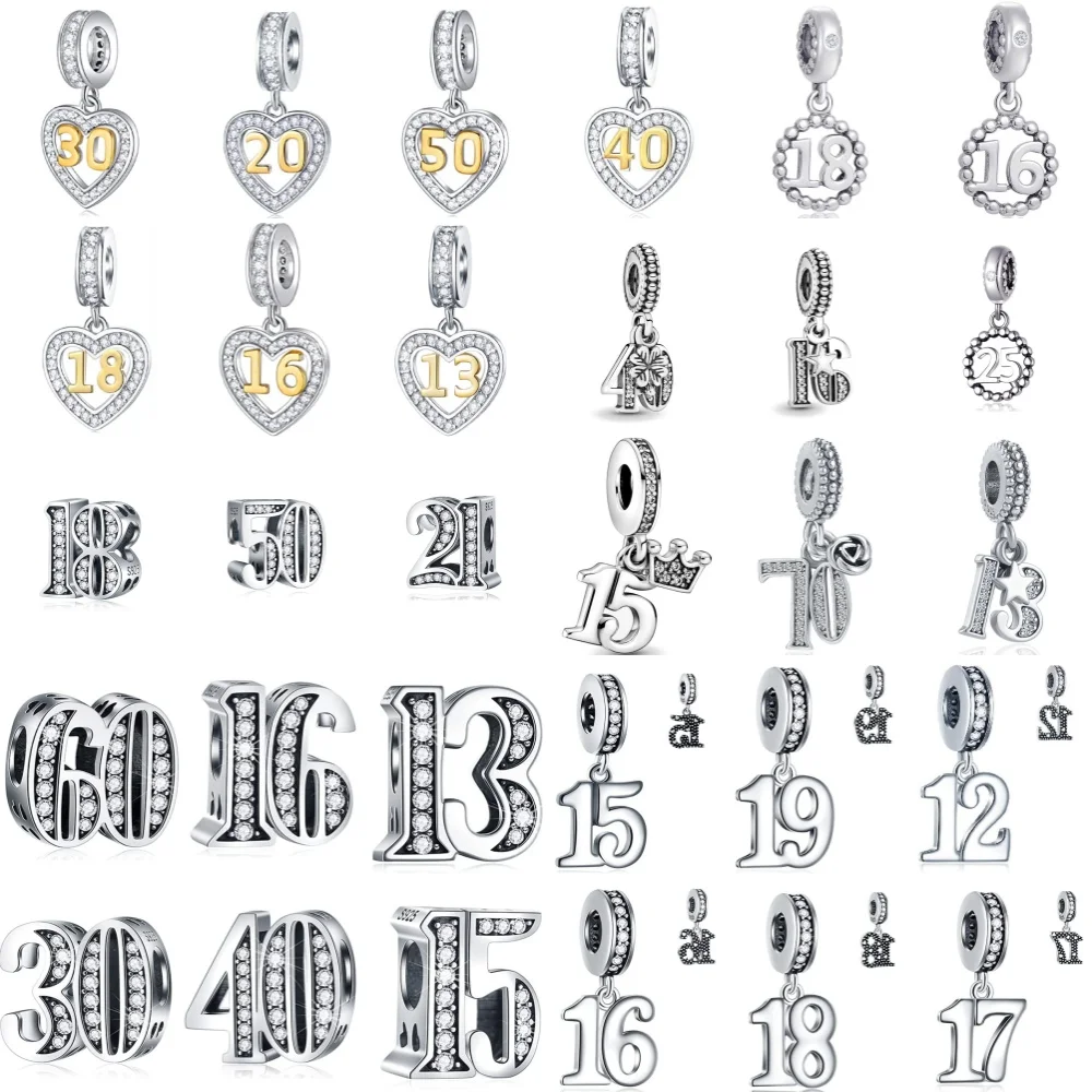

Hot Selling 925 Silver Number 16 18 21 Bead Pendant Suitable FoEuropean Original Bracelet DIY Accessories Exquisite Jewelry
