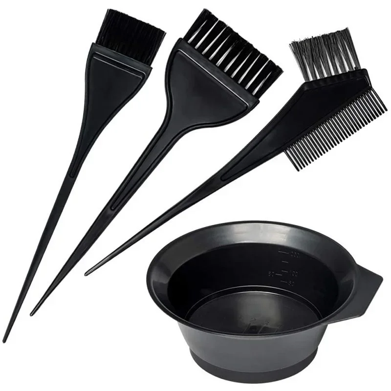 Hair Dye Color Brush Bowl Set com Ear Caps, Dye Mixer, Tint Dying Coloring Aplicador, Cabeleireiro Styling Acessórios, 4pcs