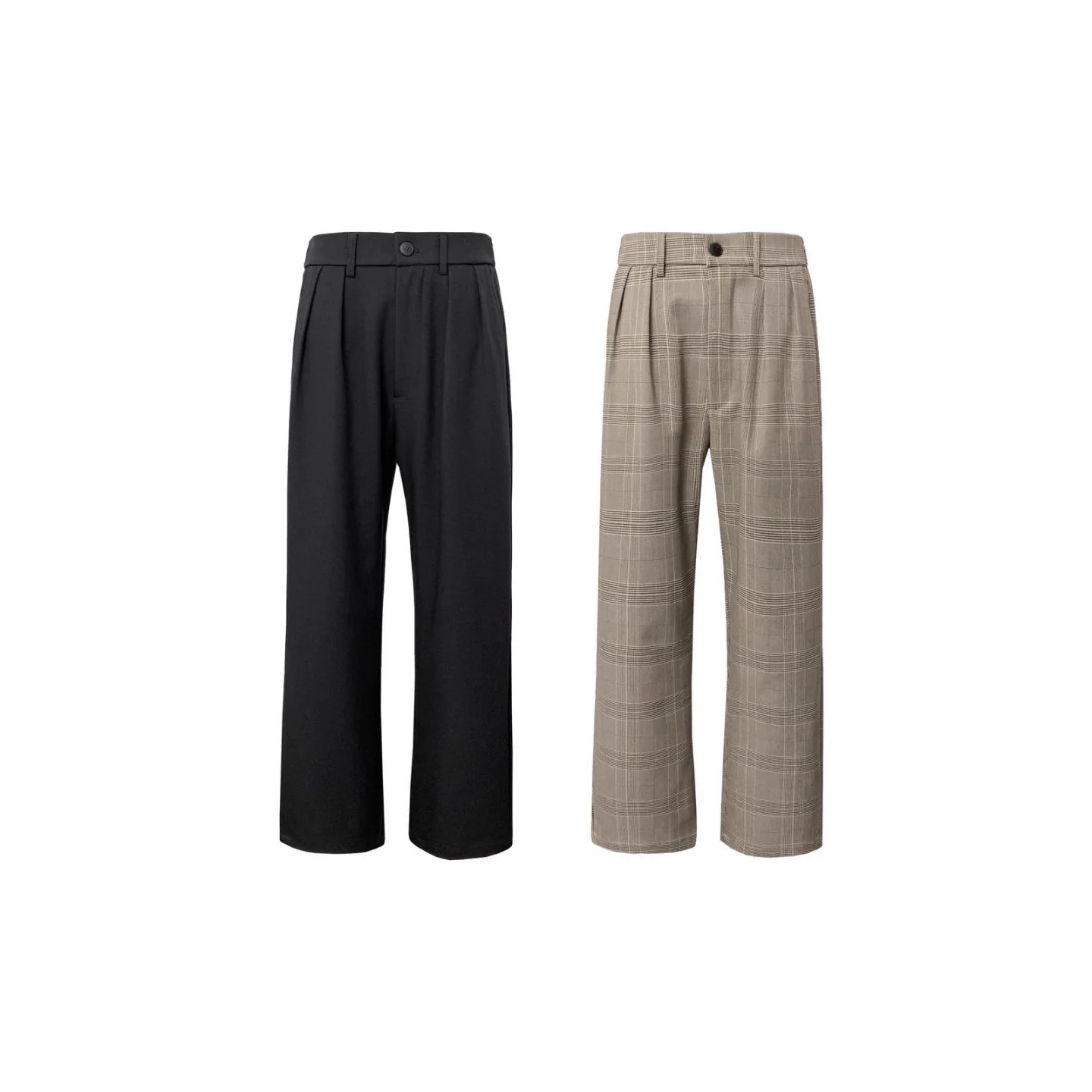 Light Luxury Old Money Style Thousand Bird Grid Casual Style Pleated Trousers Straight Minimalist Casual Trousers