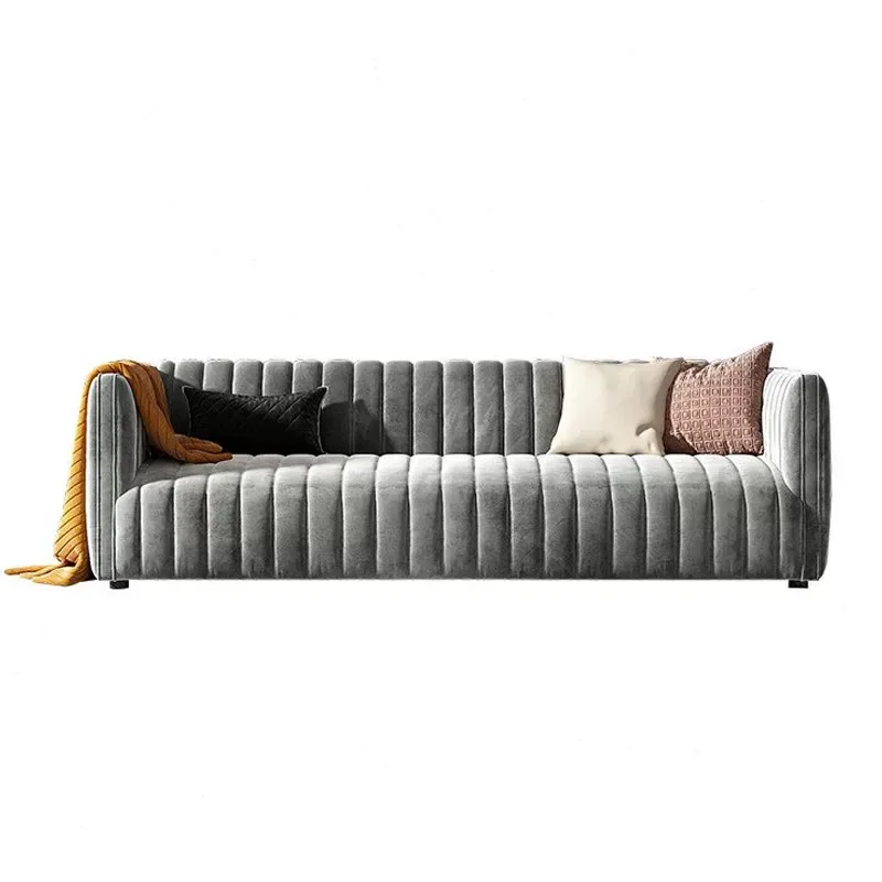 

Italian light luxury three-person straight row sofa small apartment living room designer furniture