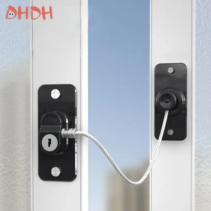 

Child Safety Lock Window Lock 180 Degree Rotation Stainless Steel Cable Use Screws To Fix Safety Accessories Security Protection