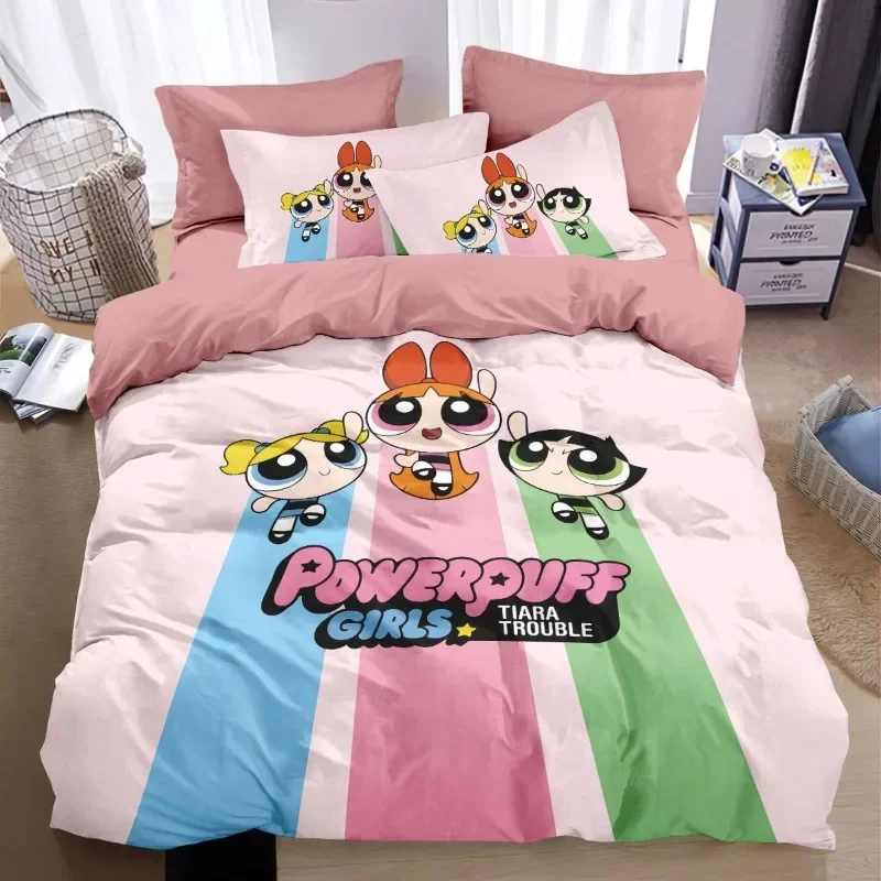 

Powerpuff Girls Animation Peripheral Kawaii Sheets and Quilt Covers Four-piece Cotton Printed Cartoon Cute Bedding Wholesale