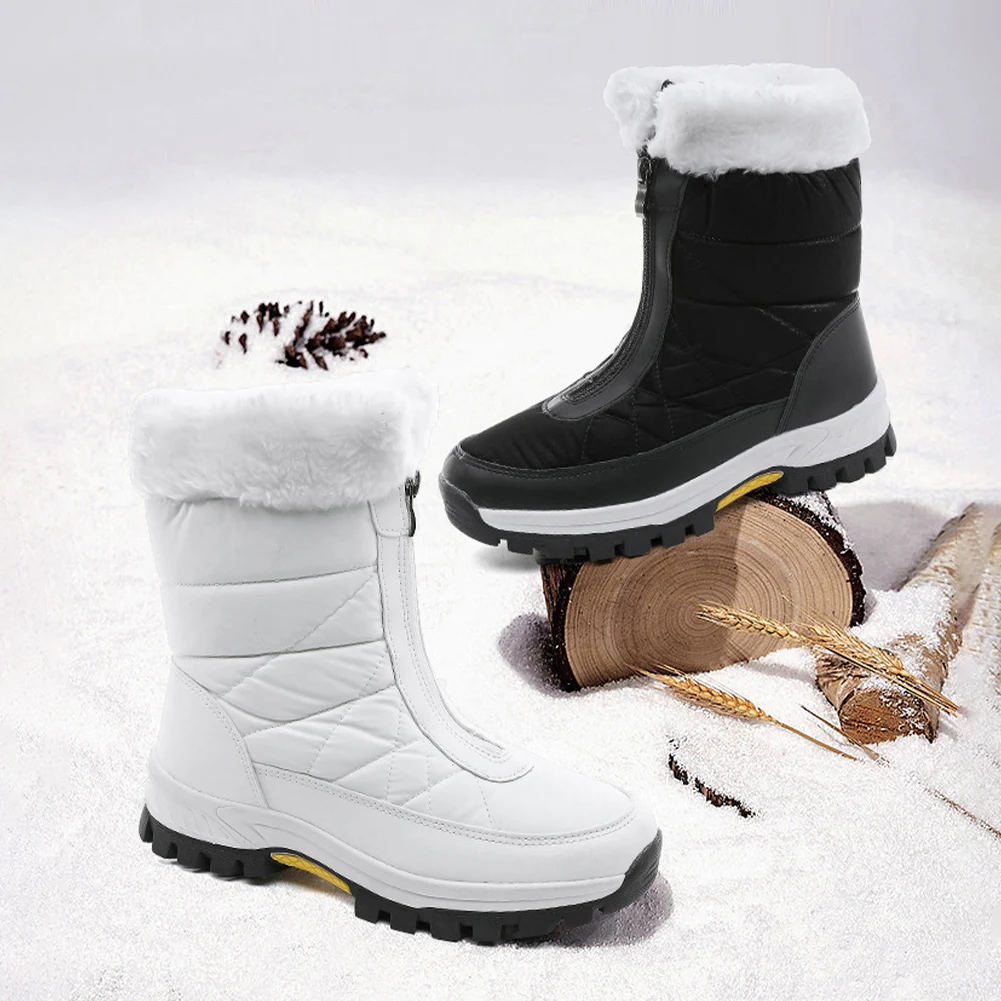 Womens Snow Boots Mid-Calf Walking Boots Waterproof Winter Boots Fur Lined Warm Boots for Work Walking Hiking Outdoor