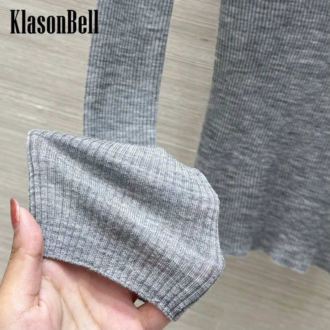 10.11 KlasonBell Letter Embroidery Turn-down Collar Button Pullover Knitwear Soft Comfortable Silk Cashmere Knit Sweater