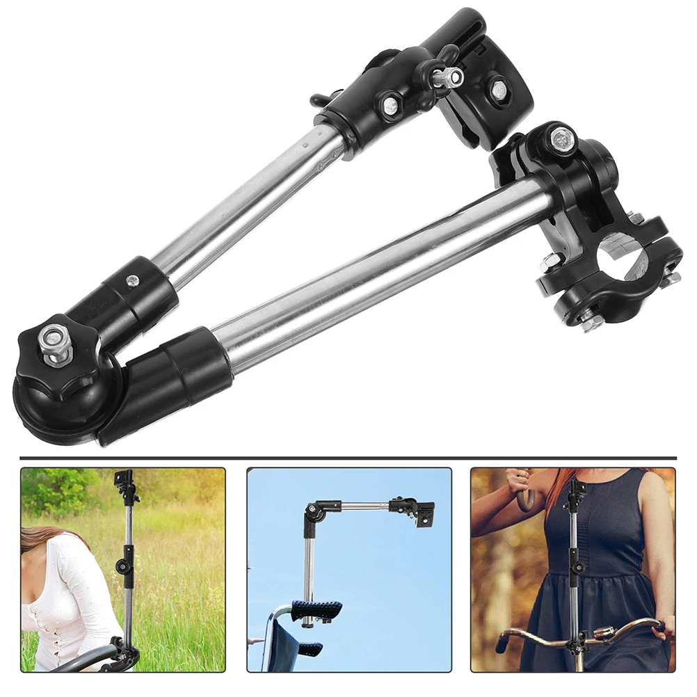 

2 Pcs Umbrella Stand Bicycle Rack Travel Has Stroller Stainless Steel Clamp Holder