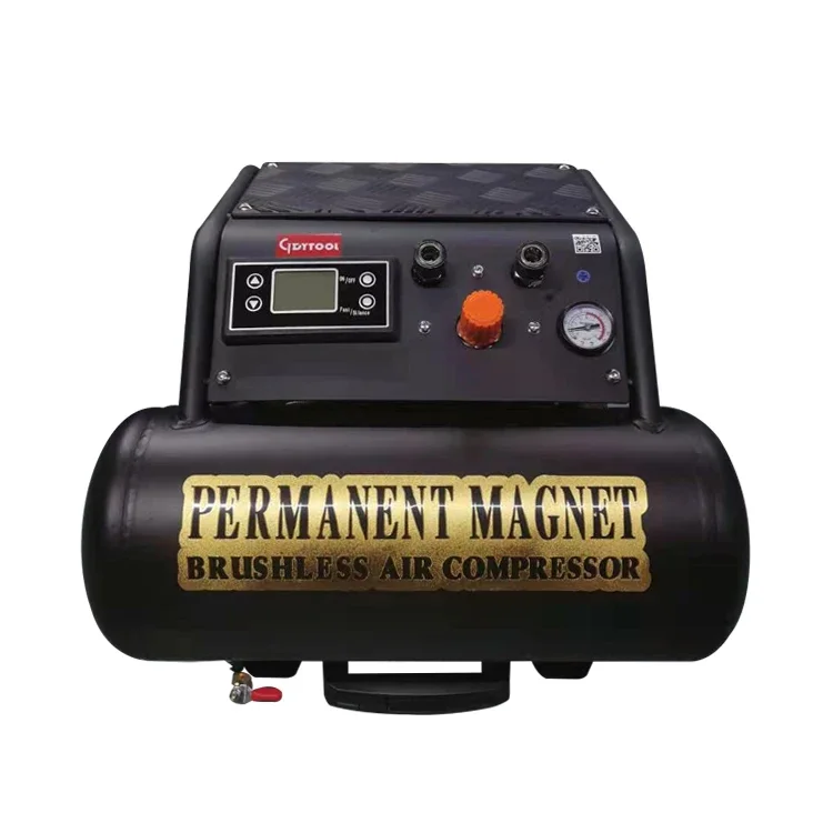 GDY-990K 2HP Brushless Air Compressor with 15L Aluminum Tank 1500W Oil-Free Silent 4-Gallon Tank Air Pump Low Noise Portable