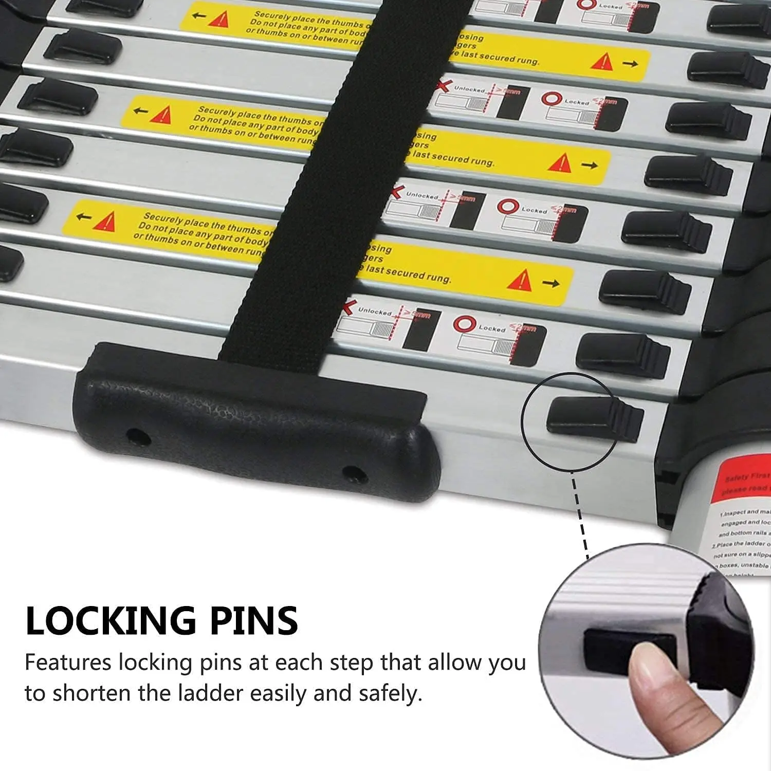 Telescoping Ladder 20.3FT 6.2M Extension Tall Loft Ladder with Hooks Slow Down Design Extendable Ladders Portable for Household