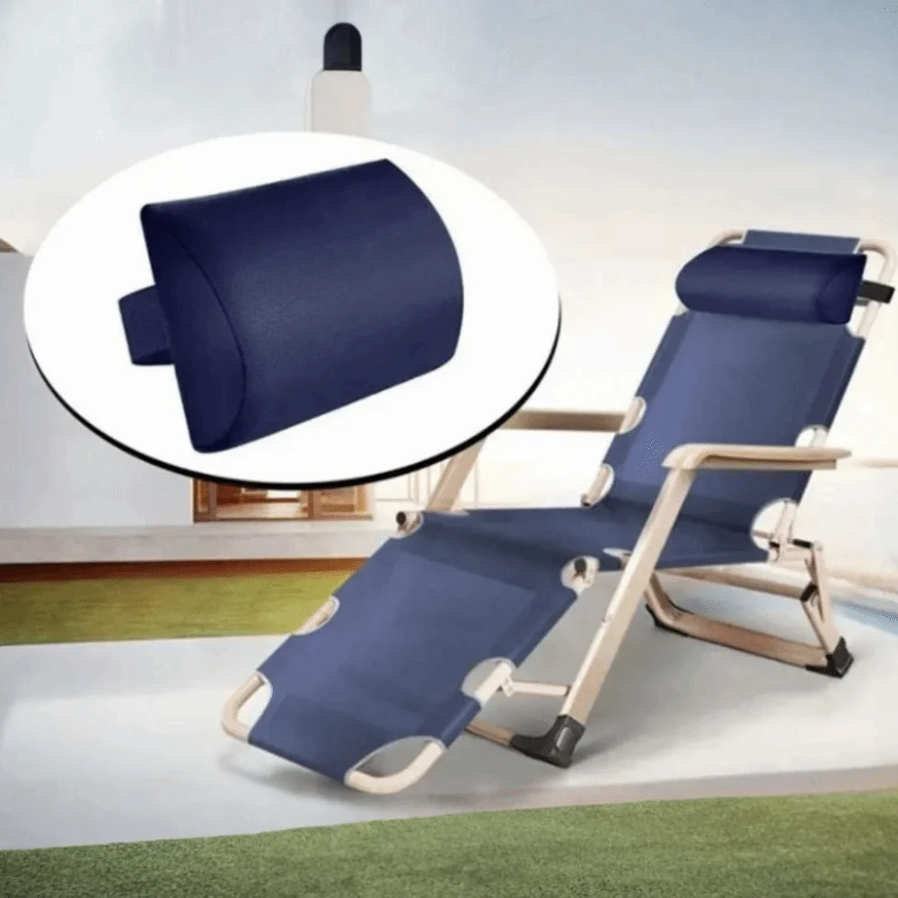 Elastic Band Beach Lounger Neck Pillow Removable Cover Ergonomic Curve Folding Chair Head Support Lightweight Sponge Filling