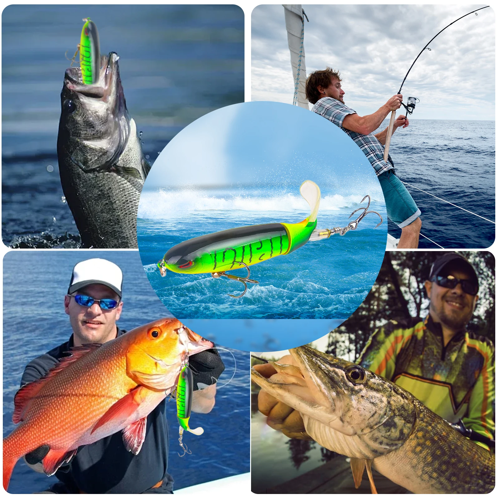 10cm 13g Topwater Fishing Lures Whopper Popper Artificial Baits Hard Plopper Soft Rotating Tail Fishing Tackle Fishing Bait view 5