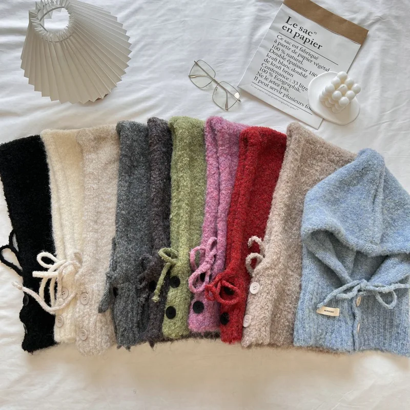 2026 Women Balaclava Hat Scarf 2‑in‑1, Knitted Hooded Neck Warmer, Ear‑Cover Warm Winter Beanie for Autumn Winter