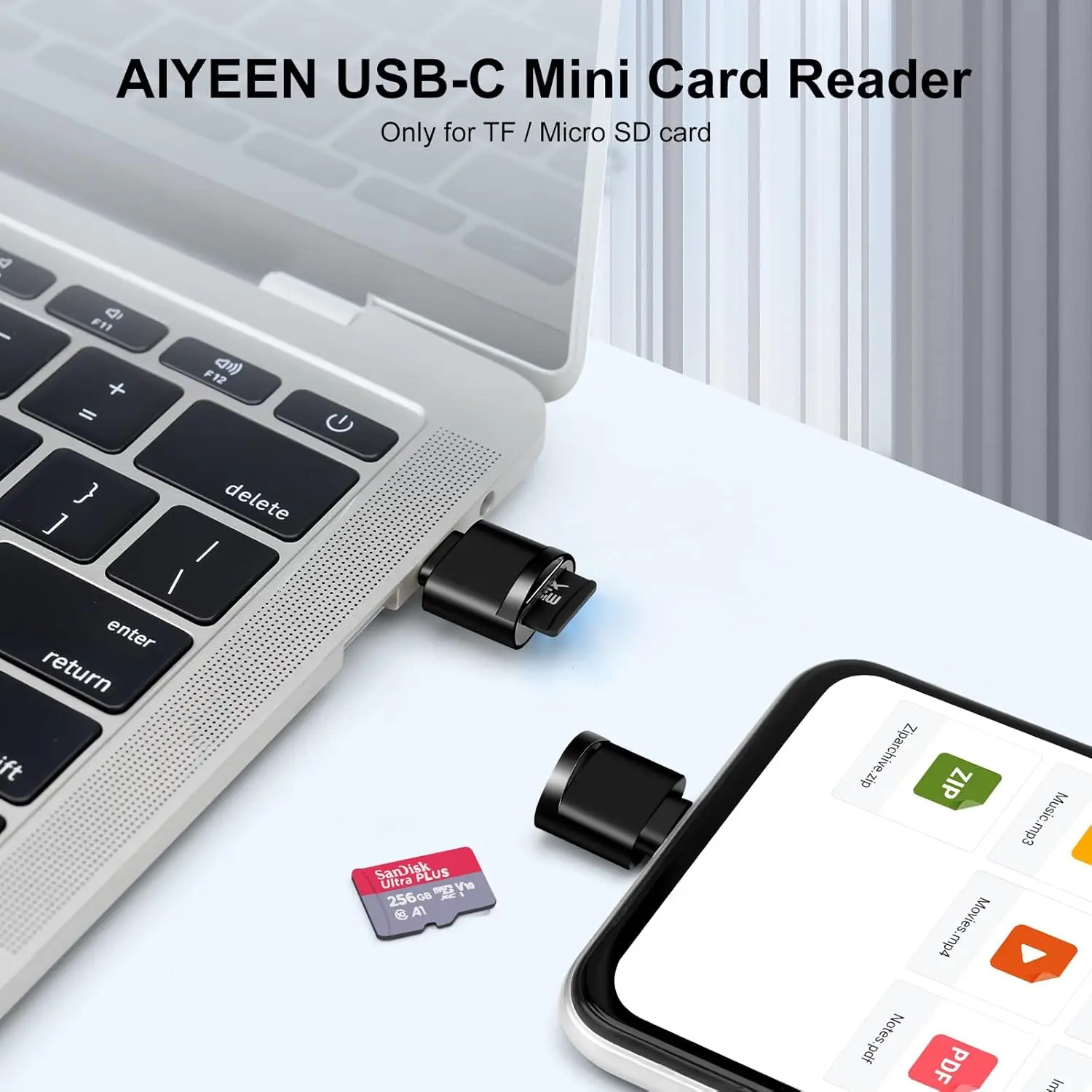 USB C TF Card Reader, USB C to USB A, Portable OTG Card Adapter for Android Phone, Camera, Laptop, Metal Type-C Card Reader image 2