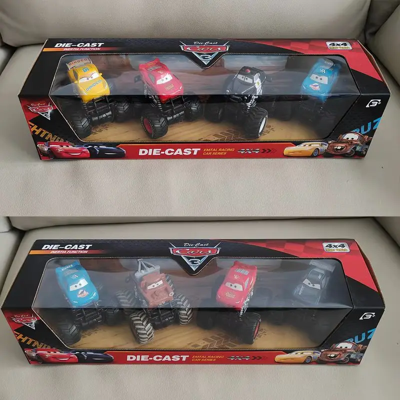 ディズニーピクサーカーズセットライトニングマックィーンフィギュアジャクソンストームマックアンクルトラックプルバックカーモデル人形子供のおもちゃギフト用